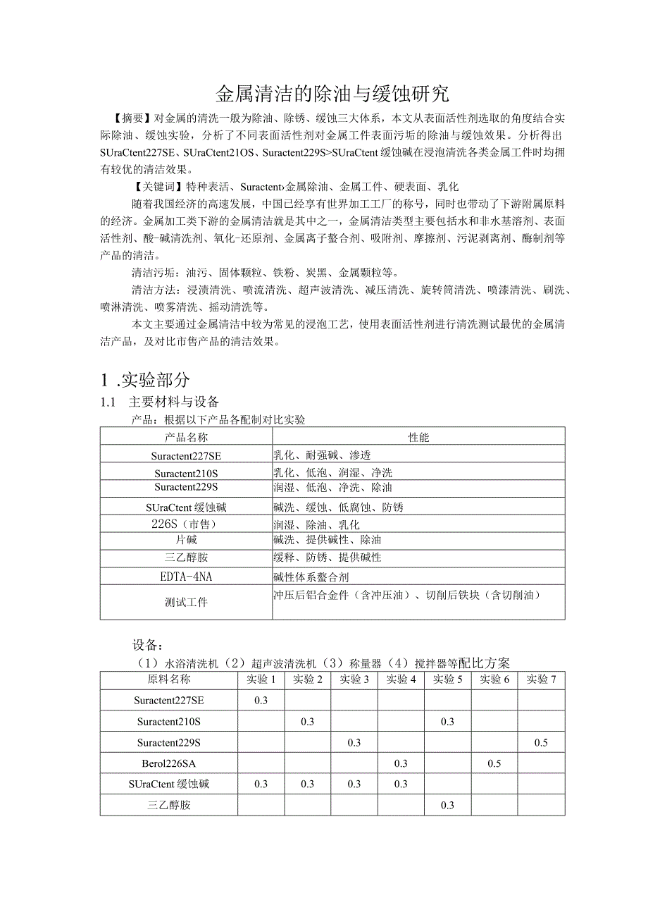 金属清洁的除油与缓蚀研究.docx_第1页