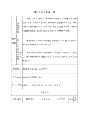 蹲踞式起跑（教学设计）体育.docx