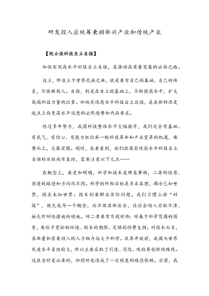 研发投入应统筹兼顾新兴产业和传统产业.docx