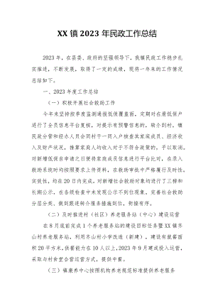 XX镇2023年民政工作总结.docx