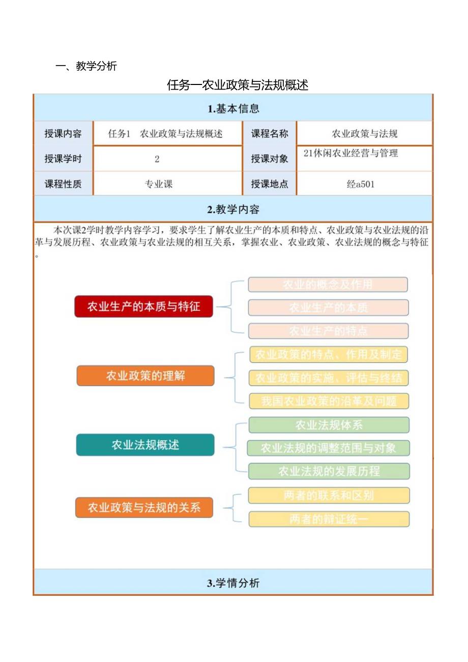 农业政策与法规任务一教案：农业政策与法规概述.docx_第1页