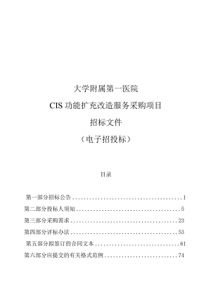 大学附属第一医院CIS功能扩充改造服务采购项目招标文件.docx