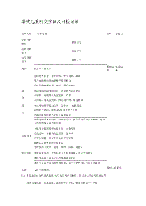 塔式起重机交接班及日检周检月检记录...docx