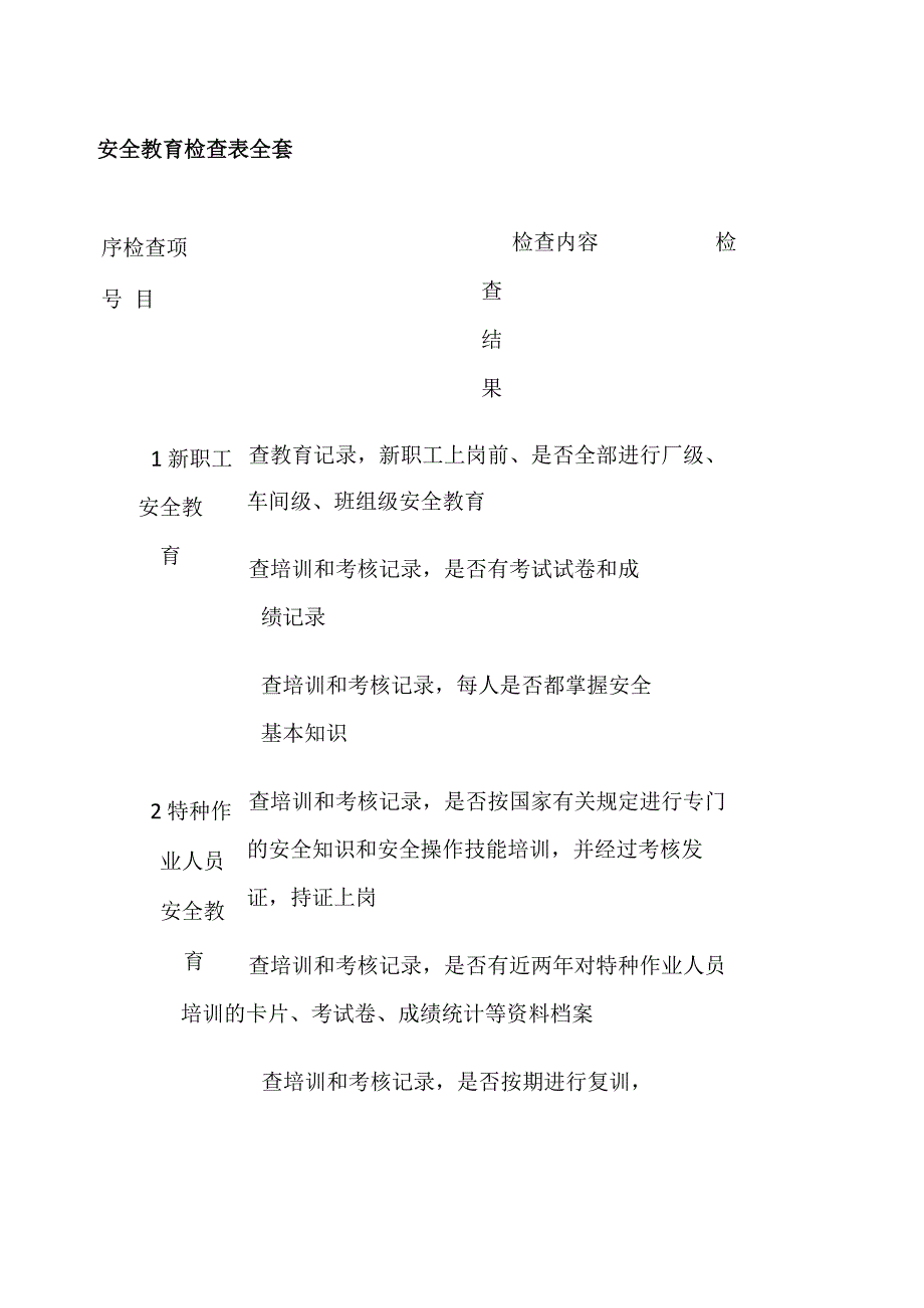 安全教育检查表全套.docx_第1页