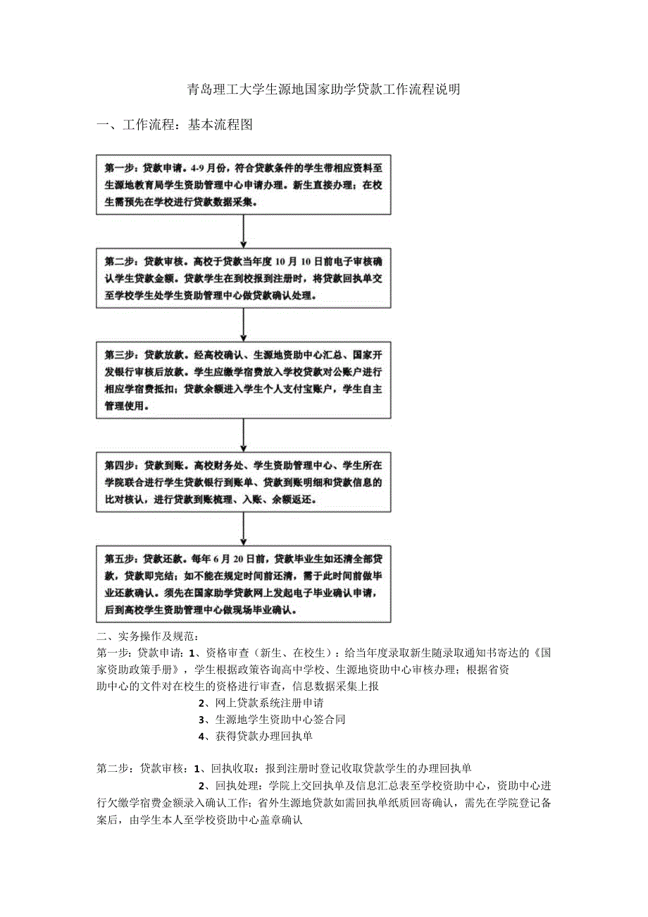 青岛理工大学生源地国家助学贷款工作流程说明工作流程基本流程图.docx_第1页