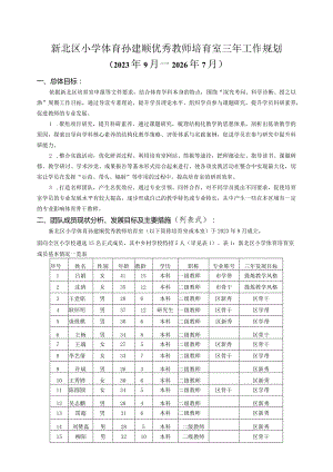 新北区小学体育孙建顺优秀教师培育室三年工作规划.docx