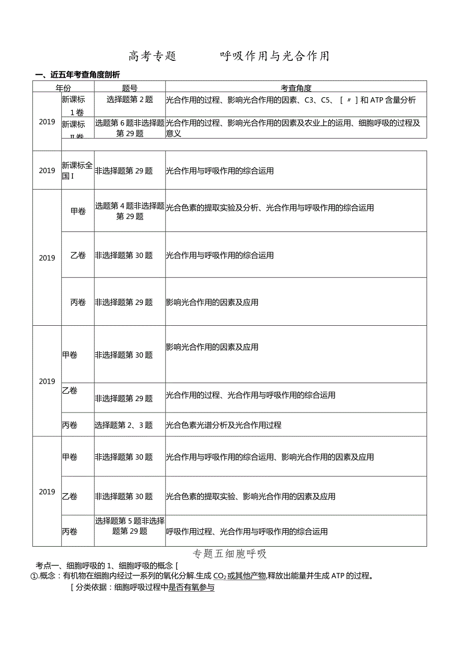 呼吸作用与光合作用一轮复习经典教案.docx_第1页