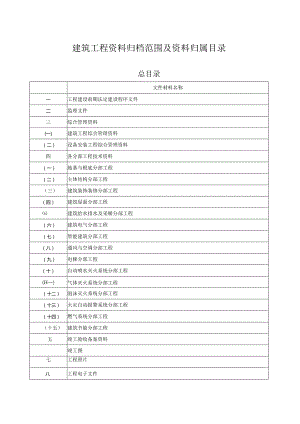 建筑工程资料归档范围及资料归属目录.docx