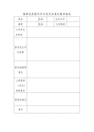 推荐优秀团员作为党员发展对象审核表.docx