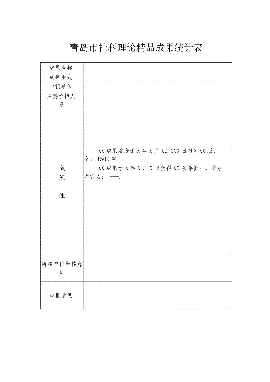 青岛市社科理论精品成果统计表.docx_第1页