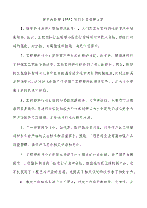 聚己内酰胺（PA6）项目财务管理方案.docx