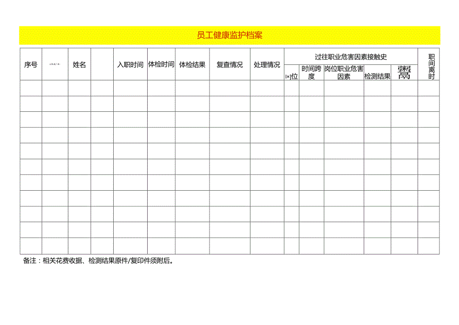 员工健康监护台账登记表模板.docx_第1页