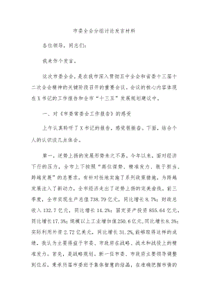 市委全会分组讨论发言材料 .docx