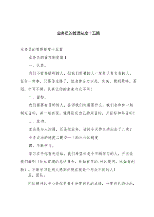 业务员的管理制度十五篇.docx