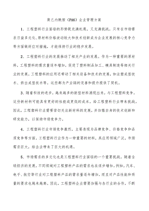 聚己内酰胺（PA6）企业管理方案.docx