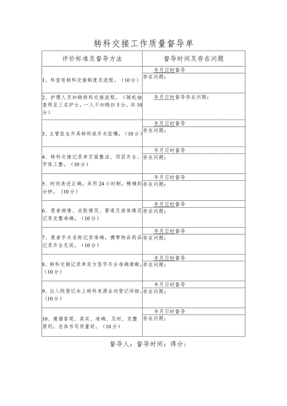 转科交接工作质量督导单.docx_第1页