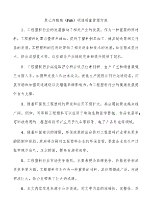 聚己内酰胺（PA6）项目质量管理方案.docx