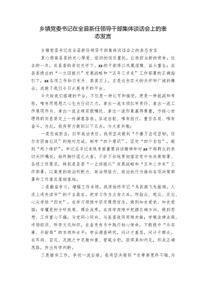 乡镇党委书记在全县新任领导干部集体谈话会上的表态发言.docx