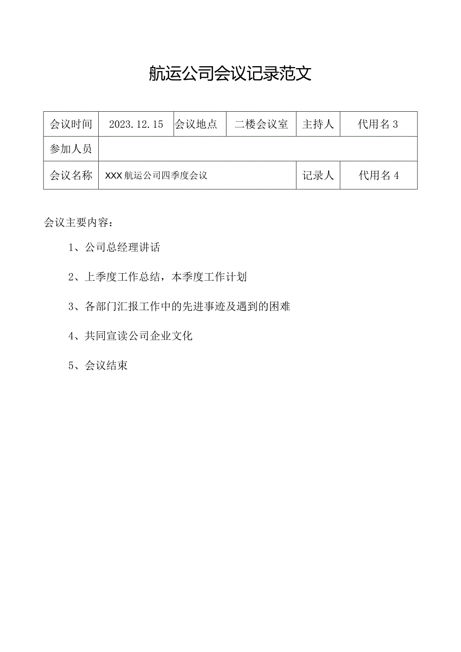 航运公司会议记录范文.docx_第1页