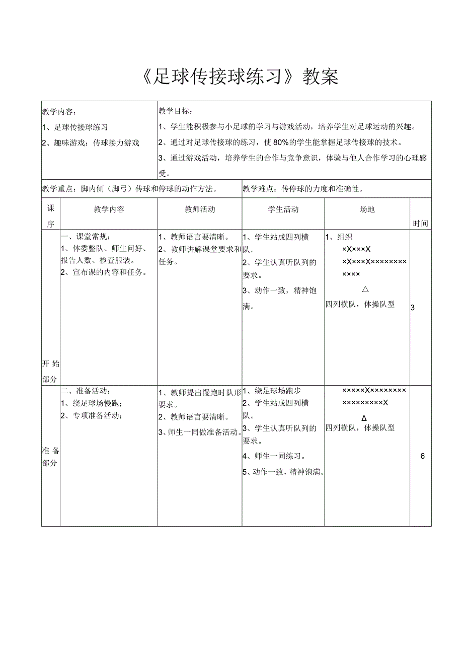 人教5～6年级体育与健康全一册《足球传接球练习》教案.docx_第1页