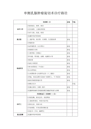 单侧乳腺肿瘤旋切术诊疗路径.docx