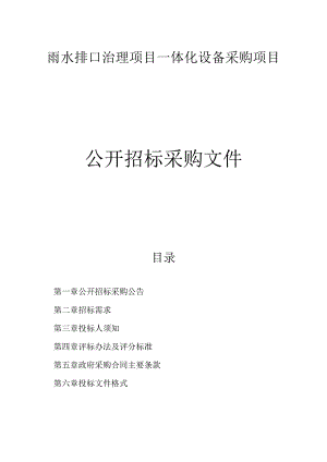 雨水排口治理项目一体化设备采购项目招标文件.docx