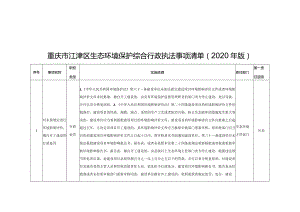 重庆市江津区生态环境保护综合行政执法事项清单2020年版.docx