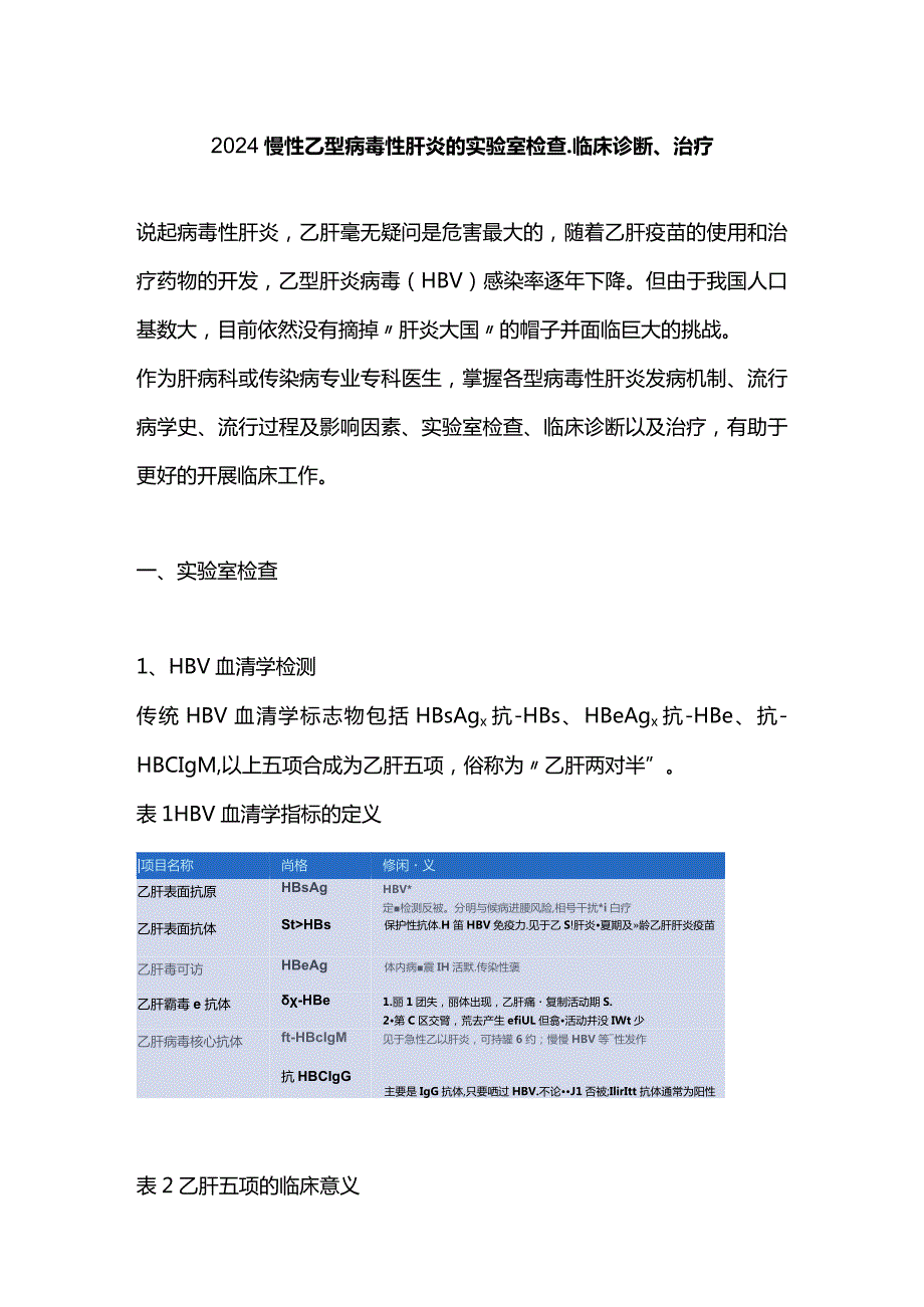 2024慢性乙型病毒性肝炎的实验室检查、临床诊断、治疗.docx_第1页