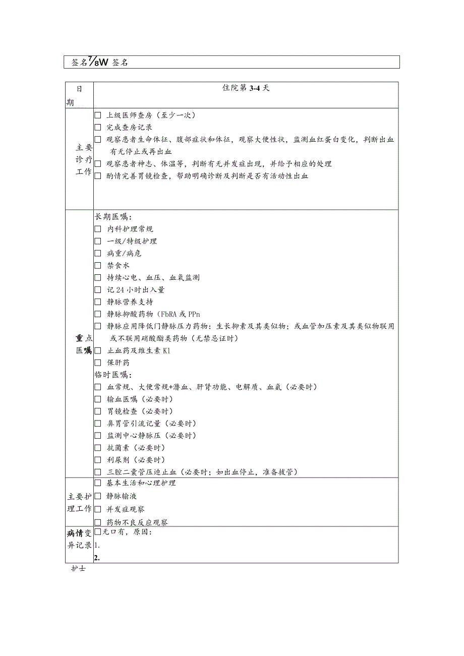 肝硬化合并食管胃静脉曲张出血（内科治疗）临床路径表单.docx_第3页