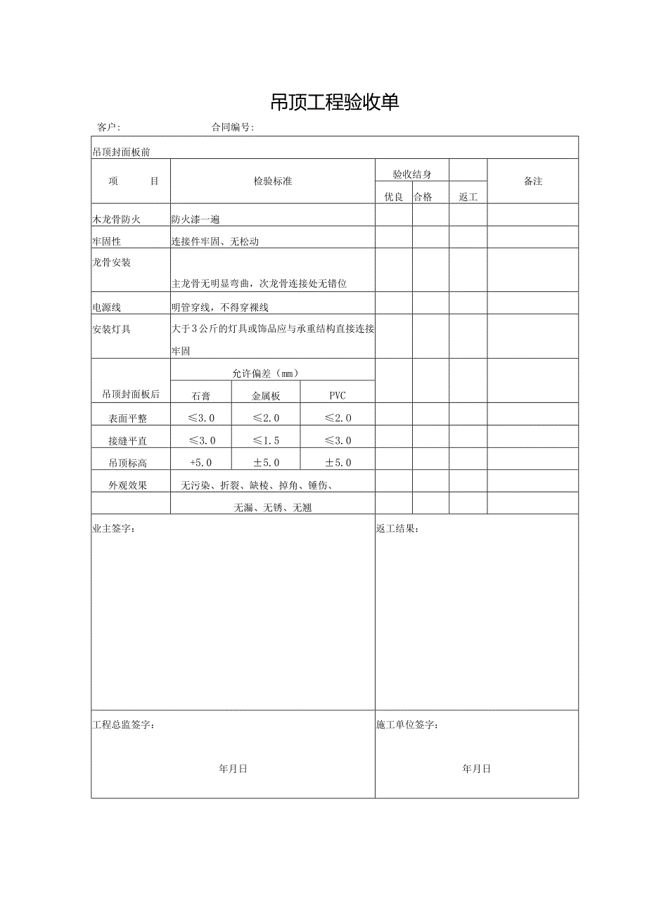 吊顶工程验收单.docx_第1页