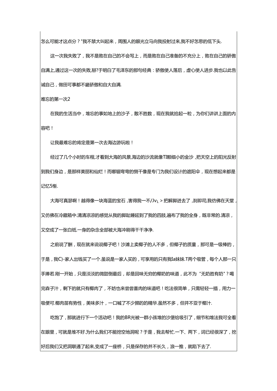 2024年（精品）难忘的第一次篇.docx_第2页