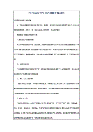 2024年公司文员试用期工作总结.docx