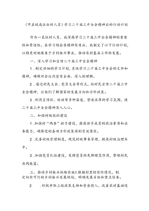 (市县级选派驻村人员)学习二十届三中全会精神后的行动计划.docx