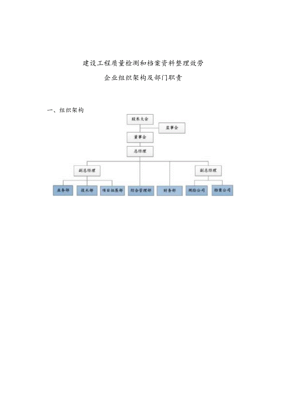 2023年建设工程质量检测服务及档案资料整理服务企业组织架构及部门职责.docx_第2页