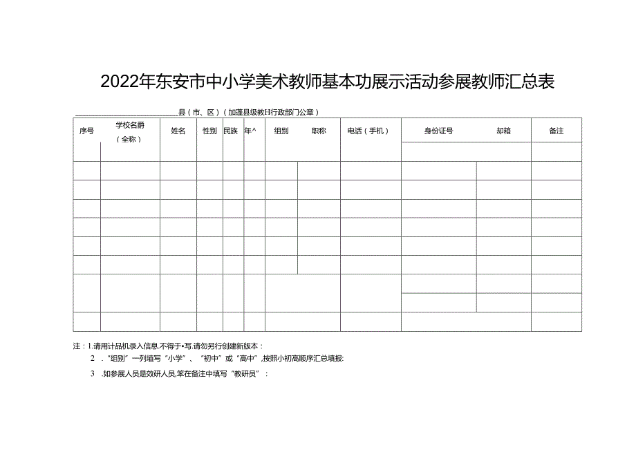 2022 年东安市中小学美术教师基本功展示活动参展教师汇总表.docx_第1页