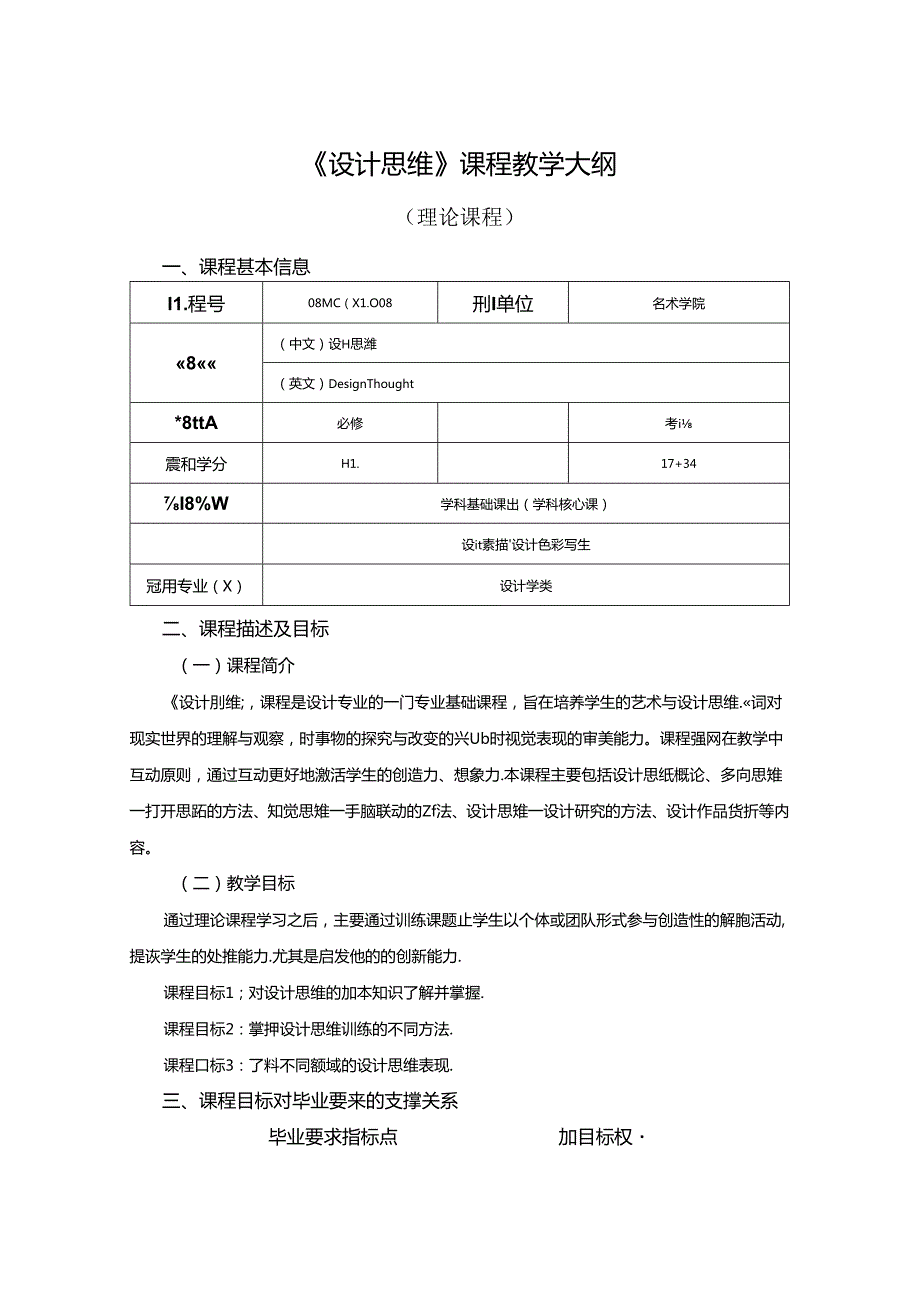 0823D00008-设计思维-2023版人才培养方案课程教学大纲.docx_第1页