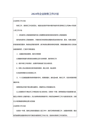 2024年企业财务工作计划.docx