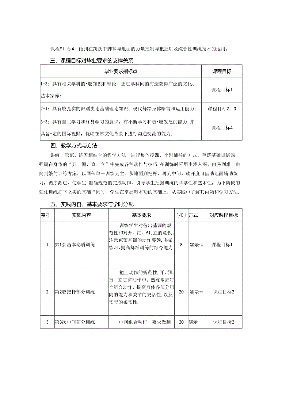 0823S10018-芭蕾舞基础训练2-2023版人才培养方案课程教学大纲.docx_第2页