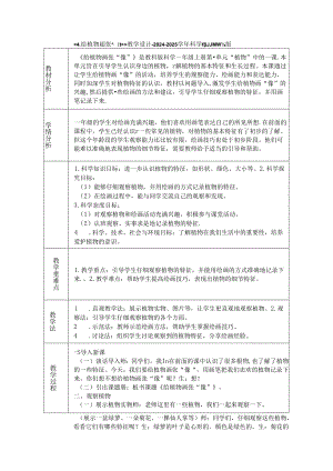 《4. 给植物画张“像”》教学设计-2024-2025学年科学一年级上册教科版.docx