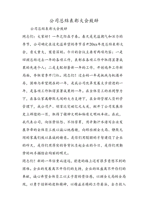 公司总结表彰大会致辞.docx