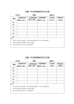 优秀班集体评比汇总表.docx