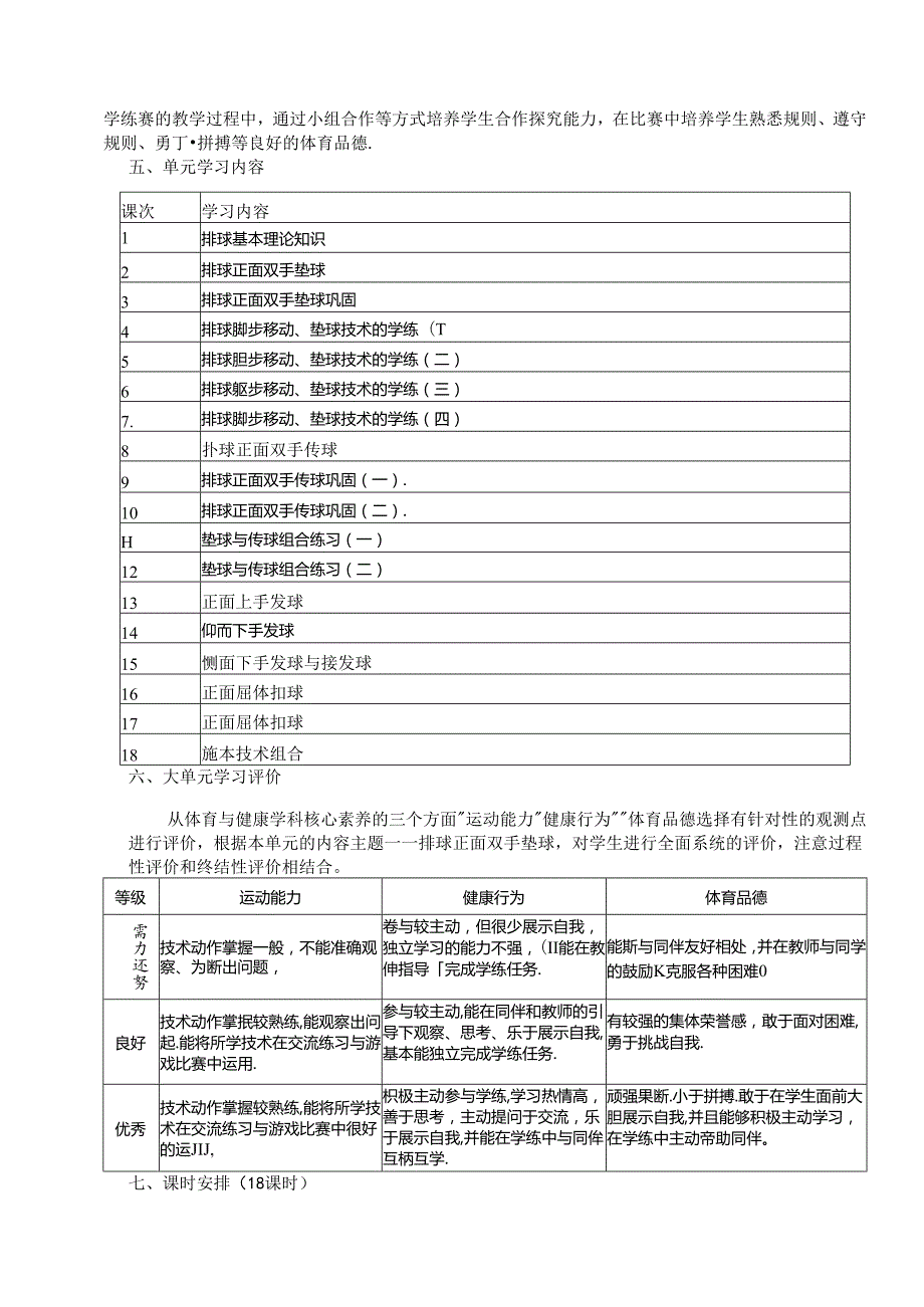 《排球—正面双手垫球》大单元教学设计.docx_第2页