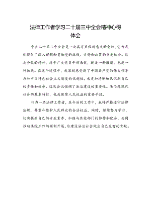 法律工作者学习二十届三中全会精神心得体会.docx