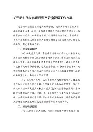 关于新时代扶贫项目资产后续管理工作方案.docx