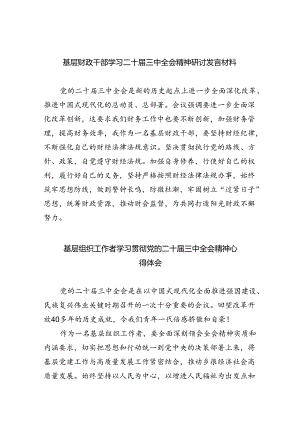 基层财政干部学习二十届三中全会精神研讨发言材料四篇（精选版）.docx