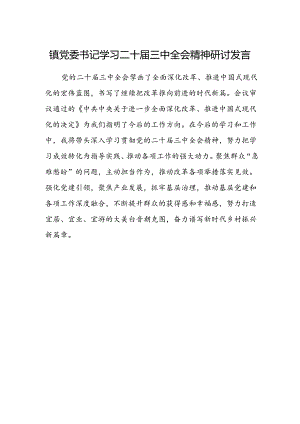 镇党委书记学习二十届三中全会精神研讨发言范本.docx