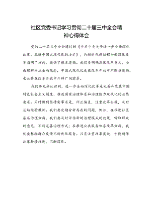 社区党委书记学习贯彻二十届三中全会精神心得体会.docx