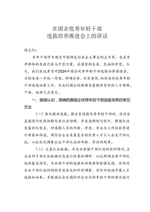 在国企优秀年轻干部选拔培养推进会上的讲话.docx