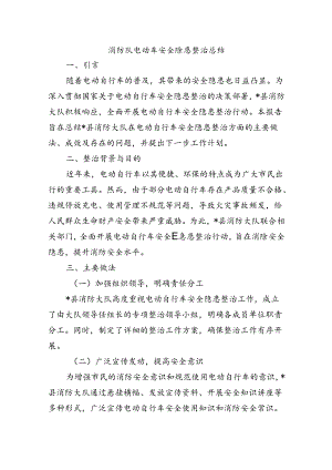 消防队电动车安全隐患整治总结.docx