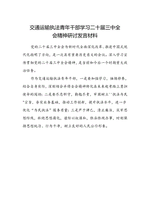 交通运输执法青年干部学习二十届三中全会精神研讨发言材料.docx